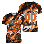 Personalised Perth Scorchers Cricket Fan Pride Women V-Neck T-Shirt Dynamic Flaming Dragon Art With Perth City Skyline