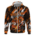 Personalised Perth Scorchers Cricket Fan Pride Zip Hoodie Dynamic Flaming Dragon Art With Perth City Skyline