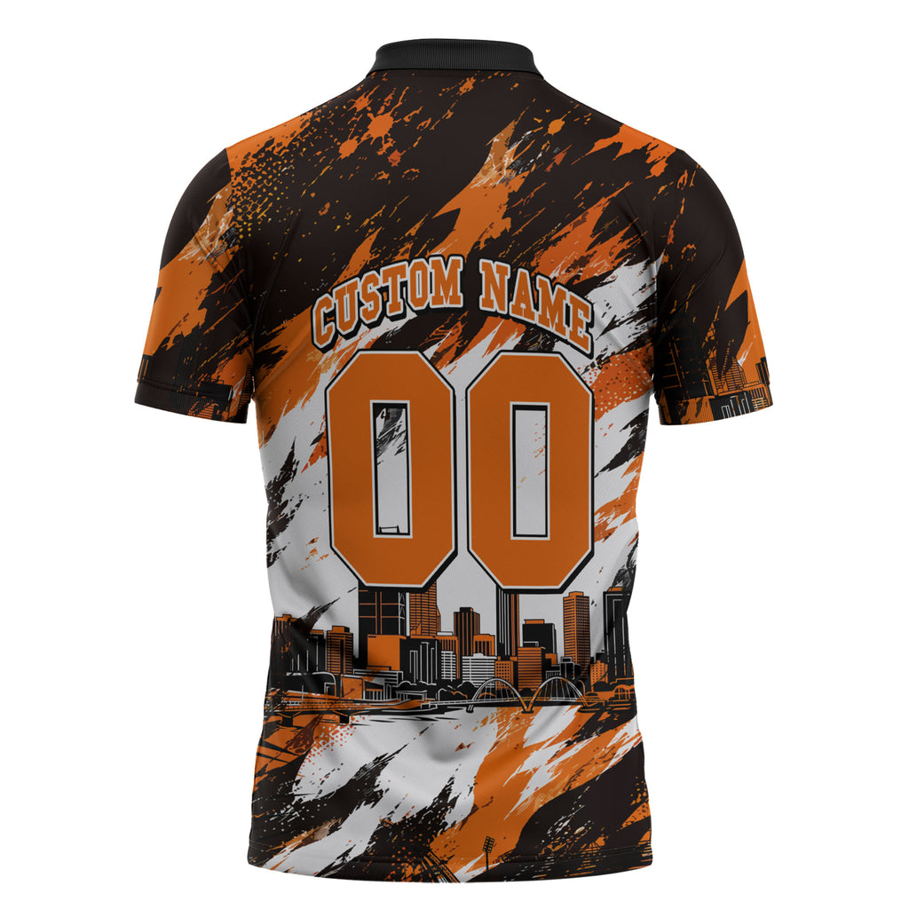 Personalised Perth Scorchers Cricket Fan Pride Zipper Polo Shirt Dynamic Flaming Dragon Art With Perth City Skyline