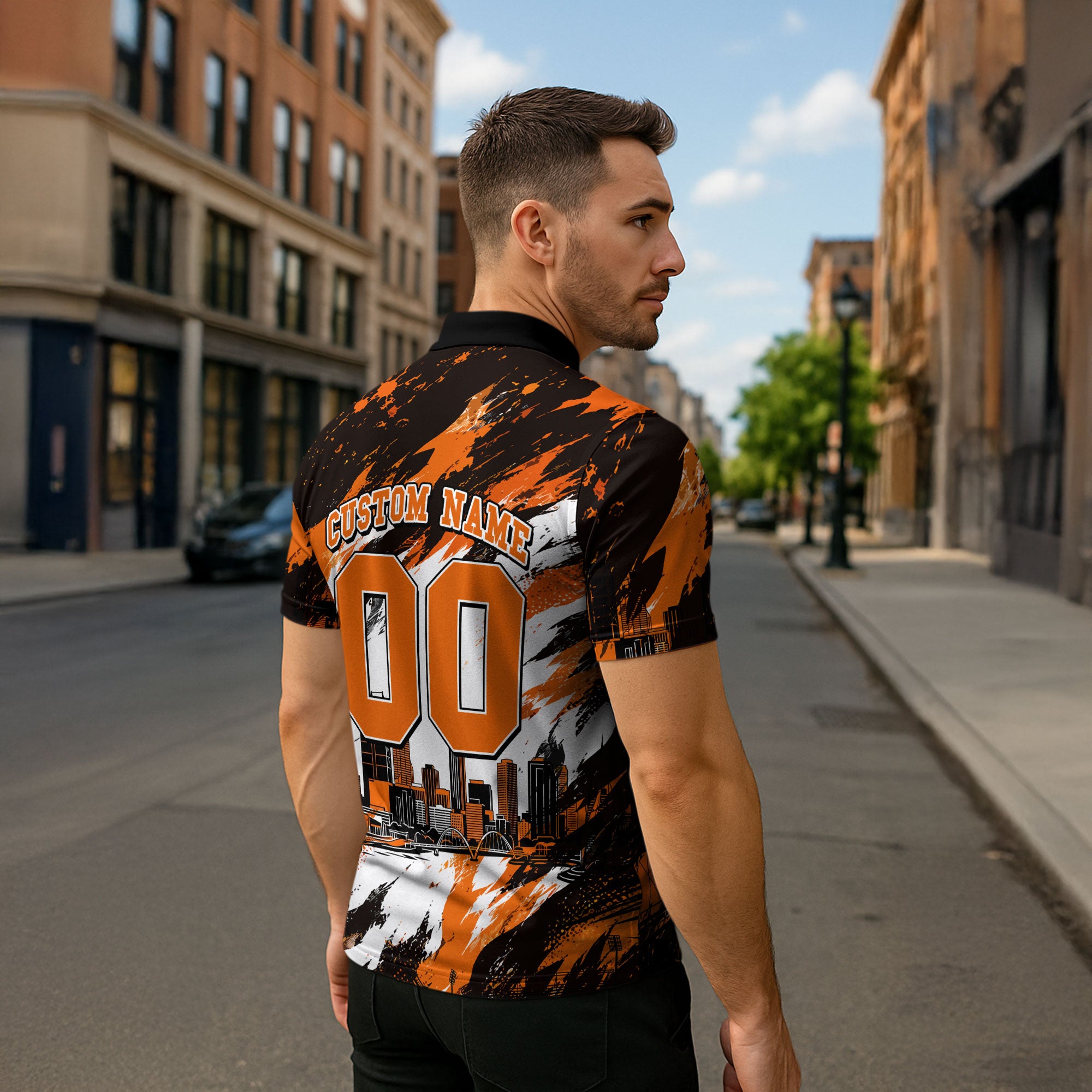 Personalised Perth Scorchers Cricket Fan Pride Zipper Polo Shirt Dynamic Flaming Dragon Art With Perth City Skyline