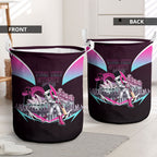 Personalised Sydney Sixers Cricket Mascot Skyline Laundry Basket Retro Neon Graphic Fan Art