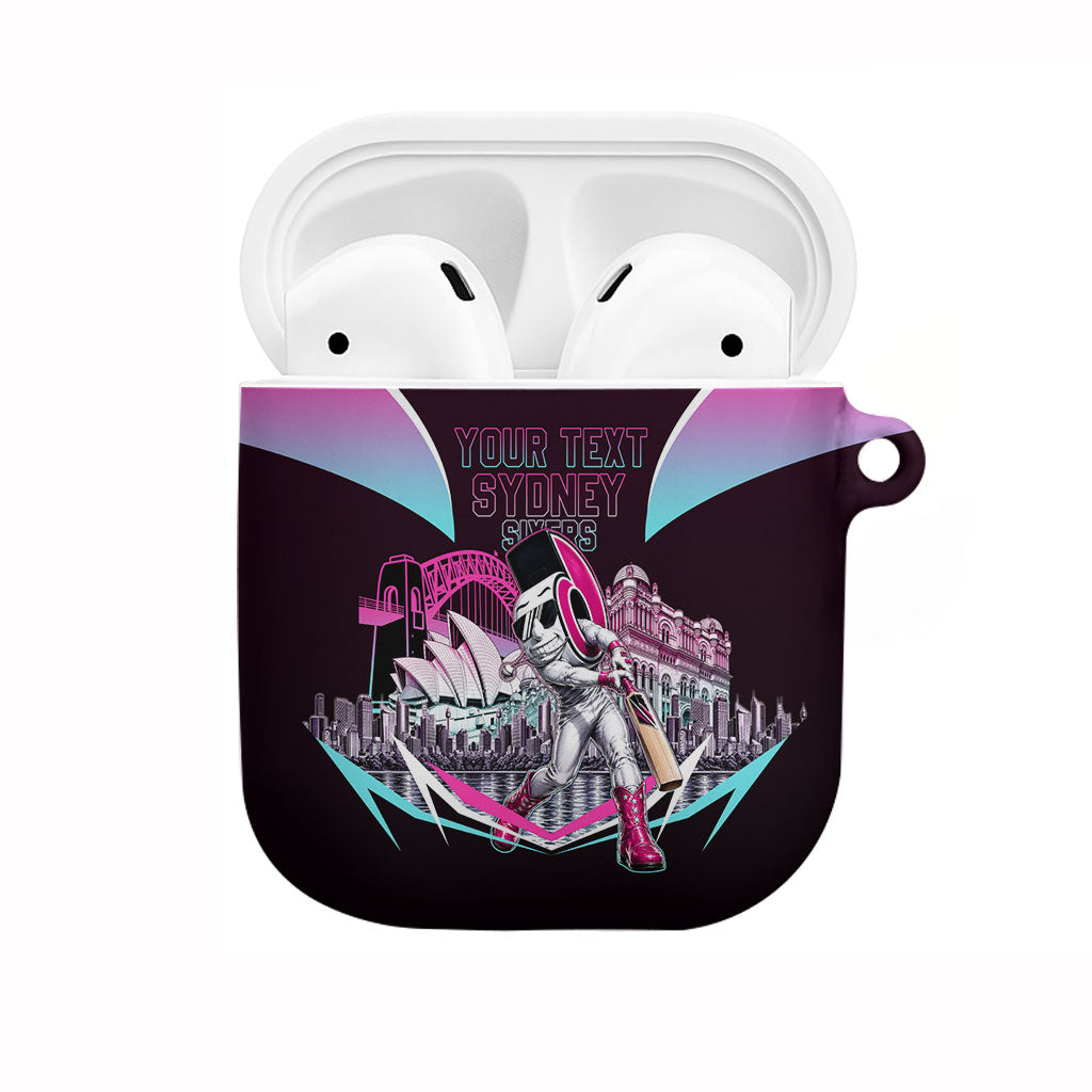 Personalised Sydney Sixers Cricket Mascot Skyline AirPods Case Retro Neon Graphic Fan Art