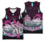 Personalised Sydney Sixers Cricket Mascot Skyline Basketball Jersey Retro Neon Graphic Fan Art