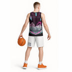 Personalised Sydney Sixers Cricket Mascot Skyline Basketball Jersey Retro Neon Graphic Fan Art