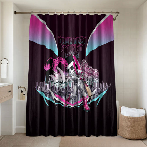 Personalised Sydney Sixers Cricket Mascot Skyline Bathroom Set Retro Neon Graphic Fan Art