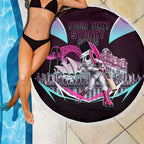 Personalised Sydney Sixers Cricket Mascot Skyline Beach Blanket Retro Neon Graphic Fan Art