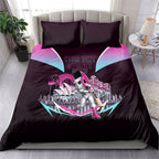 Personalised Sydney Sixers Cricket Mascot Skyline Bedding Set Retro Neon Graphic Fan Art
