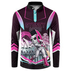 Personalised Sydney Sixers Cricket Mascot Skyline Button Sweatshirt Retro Neon Graphic Fan Art
