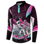 Personalised Sydney Sixers Cricket Mascot Skyline Button Sweatshirt Retro Neon Graphic Fan Art