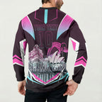 Personalised Sydney Sixers Cricket Mascot Skyline Button Sweatshirt Retro Neon Graphic Fan Art