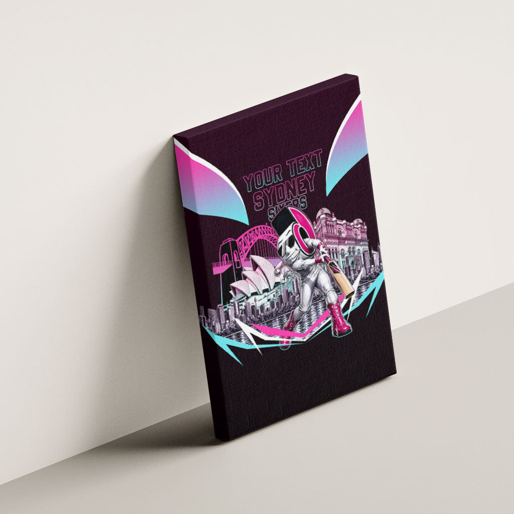 Personalised Sydney Sixers Cricket Mascot Skyline Canvas Wall Art Retro Neon Graphic Fan Art