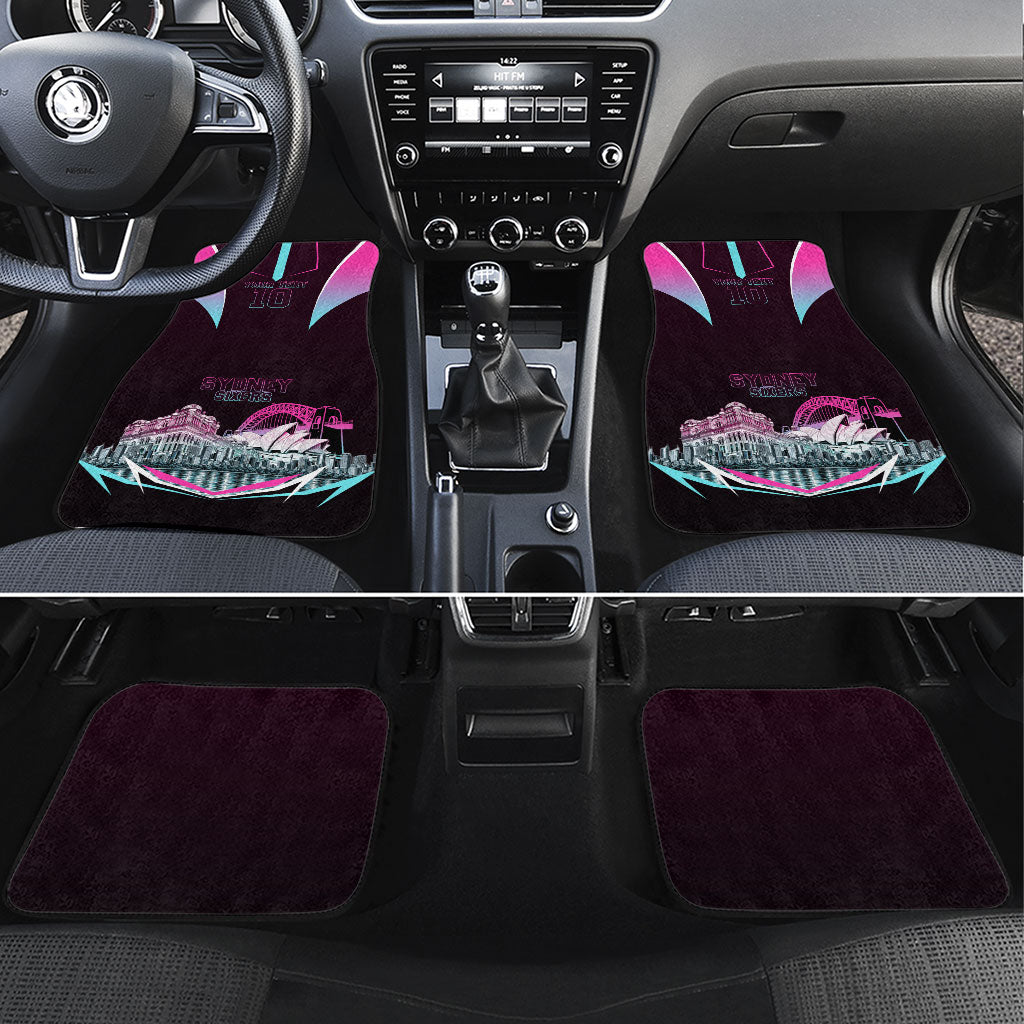 Personalised Sydney Sixers Cricket Mascot Skyline Car Mats Retro Neon Graphic Fan Art