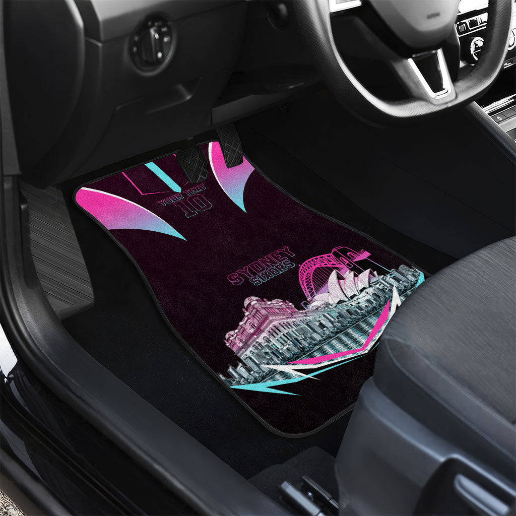 Personalised Sydney Sixers Cricket Mascot Skyline Car Mats Retro Neon Graphic Fan Art
