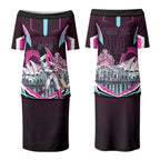Personalised Sydney Sixers Cricket Mascot Skyline Couples Matching Puletasi and Hawaiian Shirt Retro Neon Graphic Fan Art