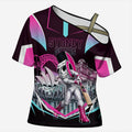 Personalised Sydney Sixers Cricket Mascot Skyline Cross Shoulder Shirt Retro Neon Graphic Fan Art
