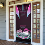 Personalised Sydney Sixers Cricket Mascot Skyline Door Cover Retro Neon Graphic Fan Art