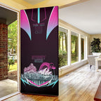Personalised Sydney Sixers Cricket Mascot Skyline Door Cover Retro Neon Graphic Fan Art