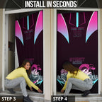 Personalised Sydney Sixers Cricket Mascot Skyline Door Cover Retro Neon Graphic Fan Art