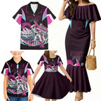 Personalised Sydney Sixers Cricket Mascot Skyline Family Matching Mermaid Dress and Hawaiian Shirt Retro Neon Graphic Fan Art