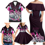 Personalised Sydney Sixers Cricket Mascot Skyline Family Matching Off Shoulder Maxi Dress and Hawaiian Shirt Retro Neon Graphic Fan Art