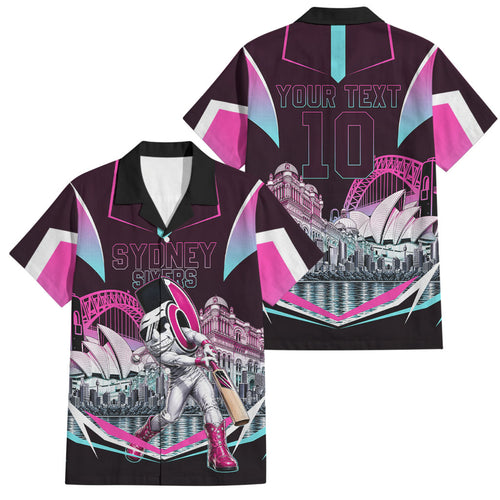 Personalised Sydney Sixers Cricket Mascot Skyline Family Matching Summer Maxi Dress and Hawaiian Shirt Retro Neon Graphic Fan Art