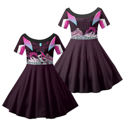 Personalised Sydney Sixers Cricket Mascot Skyline Family Matching Summer Maxi Dress and Hawaiian Shirt Retro Neon Graphic Fan Art