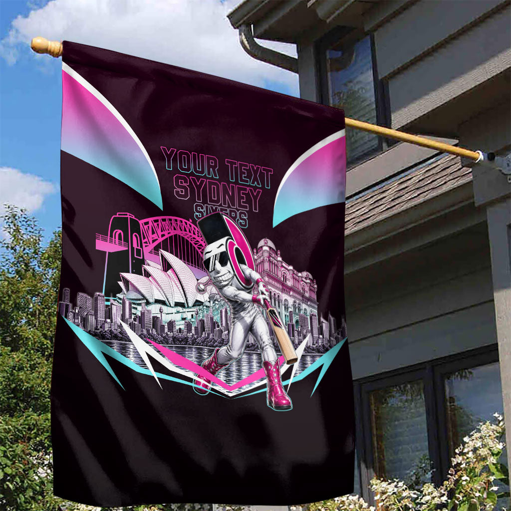 Personalised Sydney Sixers Cricket Mascot Skyline Garden Flag Retro Neon Graphic Fan Art