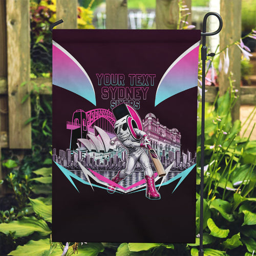 Personalised Sydney Sixers Cricket Mascot Skyline Garden Flag Retro Neon Graphic Fan Art