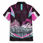 Personalised Sydney Sixers Cricket Mascot Skyline Hawaiian Shirt Retro Neon Graphic Fan Art