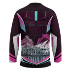 Personalised Sydney Sixers Cricket Mascot Skyline Hockey Jersey Retro Neon Graphic Fan Art