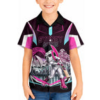 Personalised Sydney Sixers Cricket Mascot Skyline Kid Hawaiian Shirt Retro Neon Graphic Fan Art