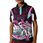 Personalised Sydney Sixers Cricket Mascot Skyline Kid Polo Shirt Retro Neon Graphic Fan Art