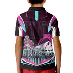 Personalised Sydney Sixers Cricket Mascot Skyline Kid Polo Shirt Retro Neon Graphic Fan Art