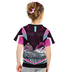 Personalised Sydney Sixers Cricket Mascot Skyline Kid T Shirt Retro Neon Graphic Fan Art