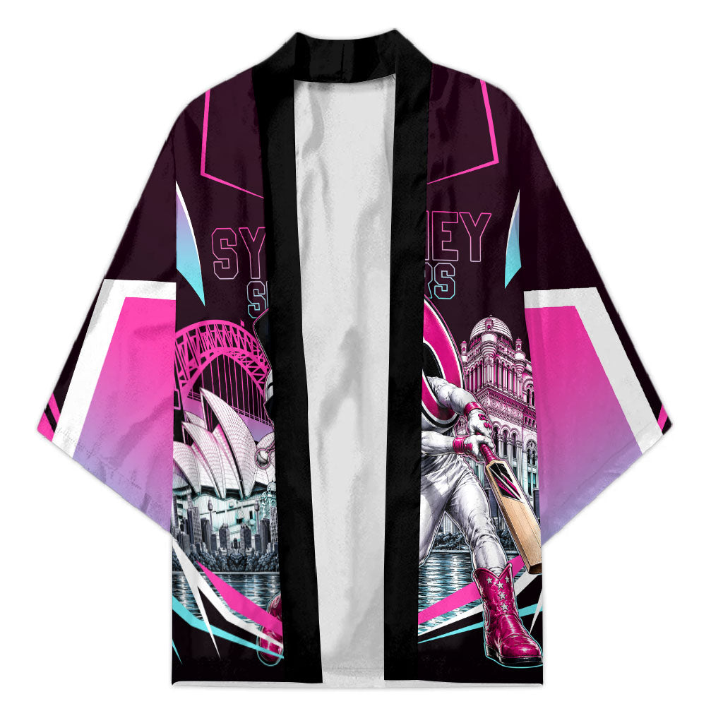 Personalised Sydney Sixers Cricket Mascot Skyline Kimono Retro Neon Graphic Fan Art
