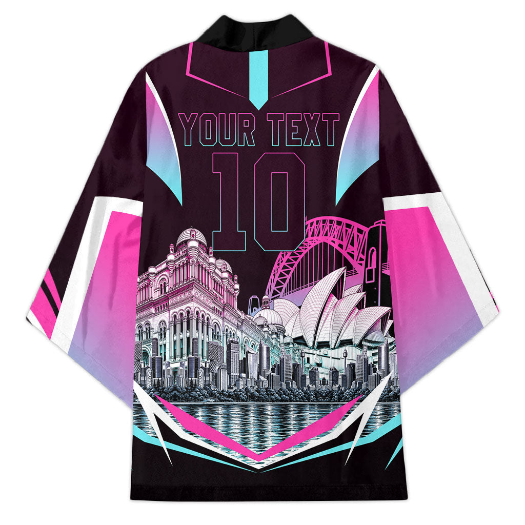 Personalised Sydney Sixers Cricket Mascot Skyline Kimono Retro Neon Graphic Fan Art