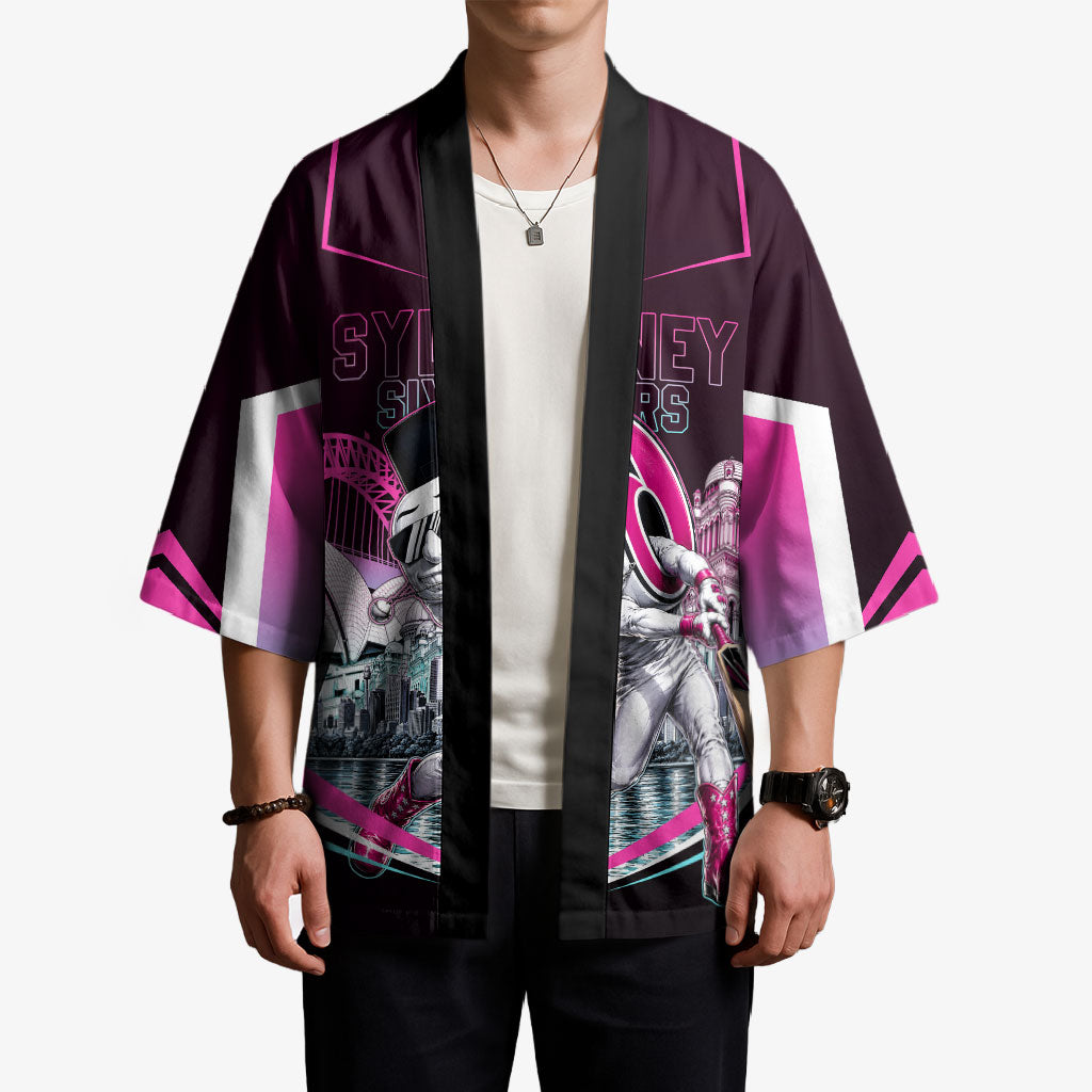 Personalised Sydney Sixers Cricket Mascot Skyline Kimono Retro Neon Graphic Fan Art