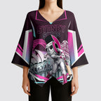 Personalised Sydney Sixers Cricket Mascot Skyline Kimono Sleeve Blouse Retro Neon Graphic Fan Art