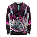 Personalised Sydney Sixers Cricket Mascot Skyline Long Sleeve Shirt Retro Neon Graphic Fan Art