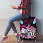 Personalised Sydney Sixers Cricket Mascot Skyline Luggage Cover Retro Neon Graphic Fan Art