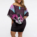 Personalised Sydney Sixers Cricket Mascot Skyline Off Shoulder Short Dress Retro Neon Graphic Fan Art
