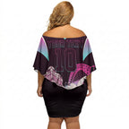 Personalised Sydney Sixers Cricket Mascot Skyline Off Shoulder Short Dress Retro Neon Graphic Fan Art