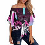 Personalised Sydney Sixers Cricket Mascot Skyline Off Shoulder Wrap Waist Top Retro Neon Graphic Fan Art