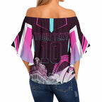 Personalised Sydney Sixers Cricket Mascot Skyline Off Shoulder Wrap Waist Top Retro Neon Graphic Fan Art