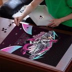 Personalised Sydney Sixers Cricket Mascot Skyline Puzzle Retro Neon Graphic Fan Art