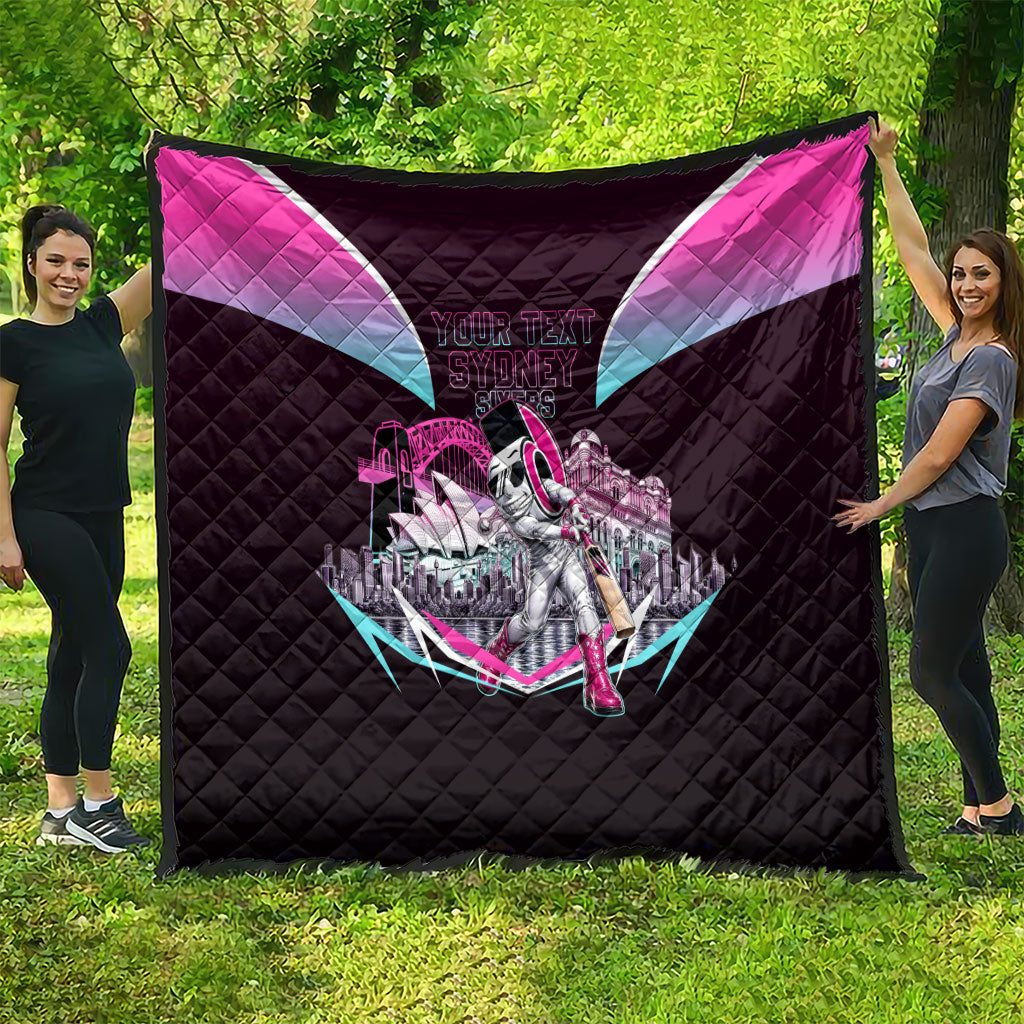 Personalised Sydney Sixers Cricket Mascot Skyline Quilt Retro Neon Graphic Fan Art