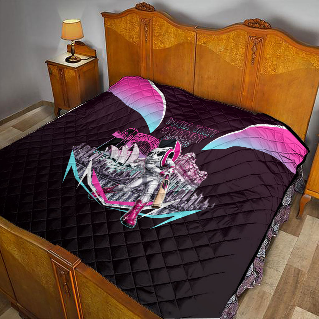 Personalised Sydney Sixers Cricket Mascot Skyline Quilt Retro Neon Graphic Fan Art