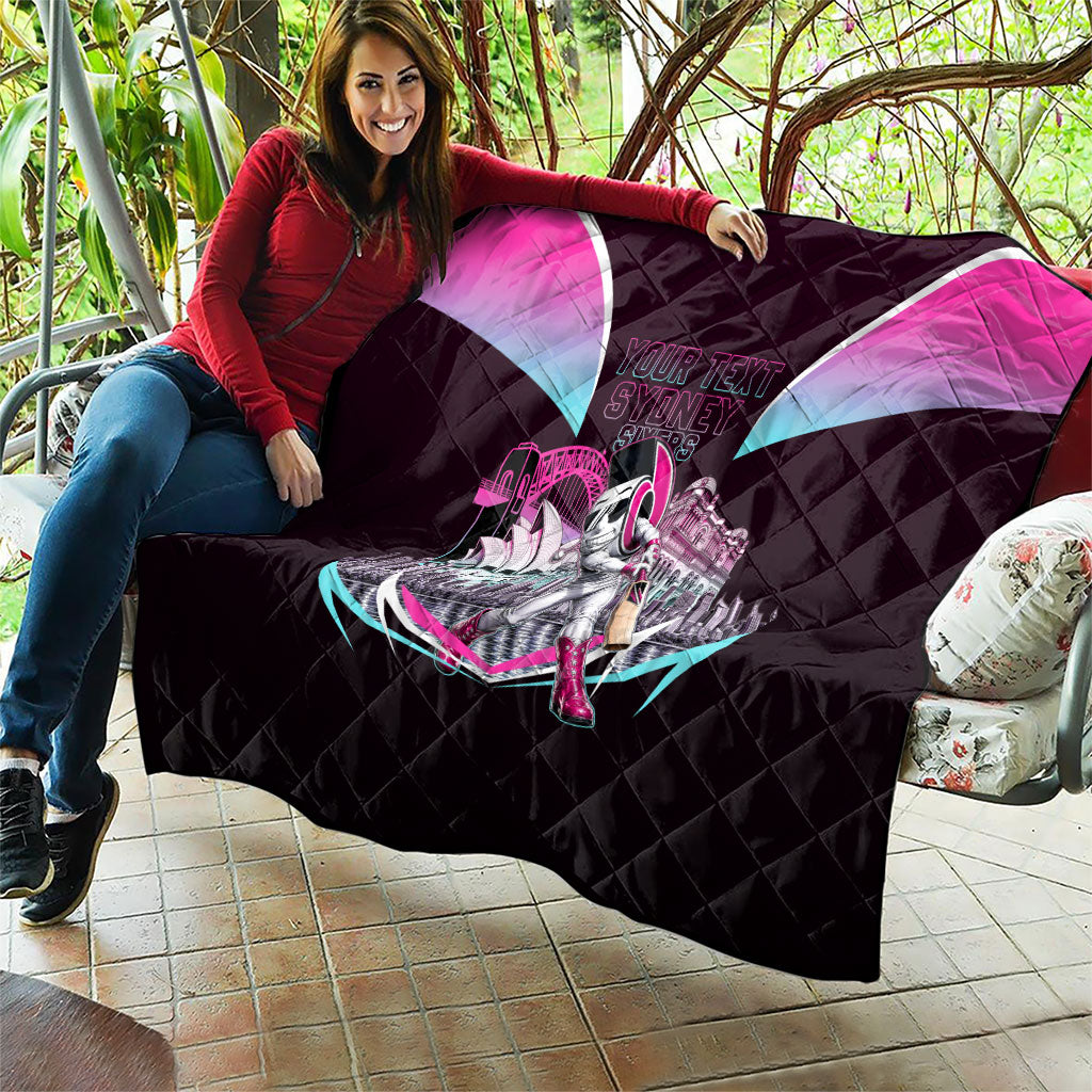 Personalised Sydney Sixers Cricket Mascot Skyline Quilt Retro Neon Graphic Fan Art