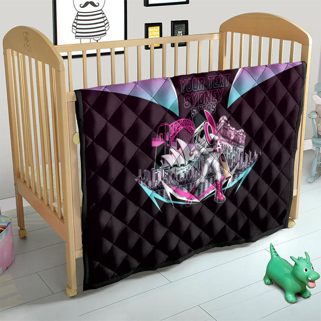 Personalised Sydney Sixers Cricket Mascot Skyline Quilt Retro Neon Graphic Fan Art