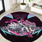 Personalised Sydney Sixers Cricket Mascot Skyline Round Carpet Retro Neon Graphic Fan Art
